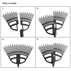 Vertak 3合1长柄塑料花园干草叶耙可拆卸头多功能塑料耙 - Product Image 2