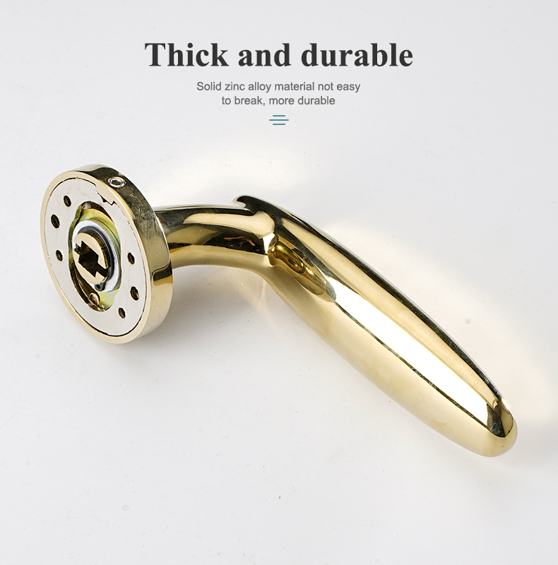 Fancy Style Gold Color Round Zinc Alloy Chrome Hotel Living Room Wooden Door Handle And Lock