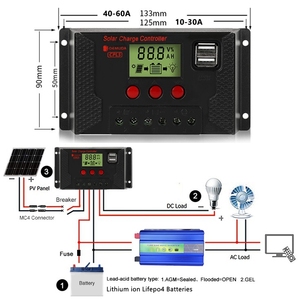 Regolatore di carica solare PWM manuale personalizzato 12v 24v 10a 20a 30a 40a 50a 60a - Product Image 4