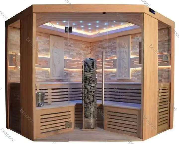 De luxe Pruche Du Canada 2-4 Personne coin Sec sauna chambre pour La Maison