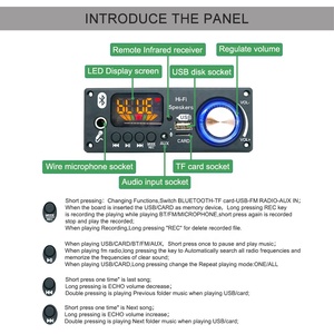 12VBluetoothスピーカーモジュールMP3ミュージックプレーヤーオーディオデコーダーボードマイク機能付き録音を呼び出す - Product Image 4