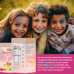 Suni OEM/ODM Nhãn Hiệu Riêng Trái Cây Tự Nhiên Flavour Đường Miễn Phí Số Lượng Lớn Vitamin Tổng Hợp Kẹo <span class=keywords><strong>Lollipop</strong></span> Kẹo Vitamin Tổng Hợp Cho Trẻ Em - Product Image 4