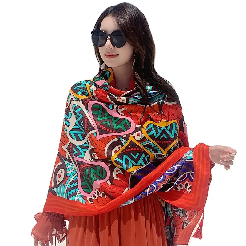 ผ้าคลุมไหล่ลมชาติพันธุ์หญิงทิเบตเดินทางภาพผ้าฝ้ายบางและผ้าลินินผ้าพันคอ Dunhuang ทะเลทรายครีมกันแดดผ้าพันคอผ้าไหมผ้าขนหนูชายหาด