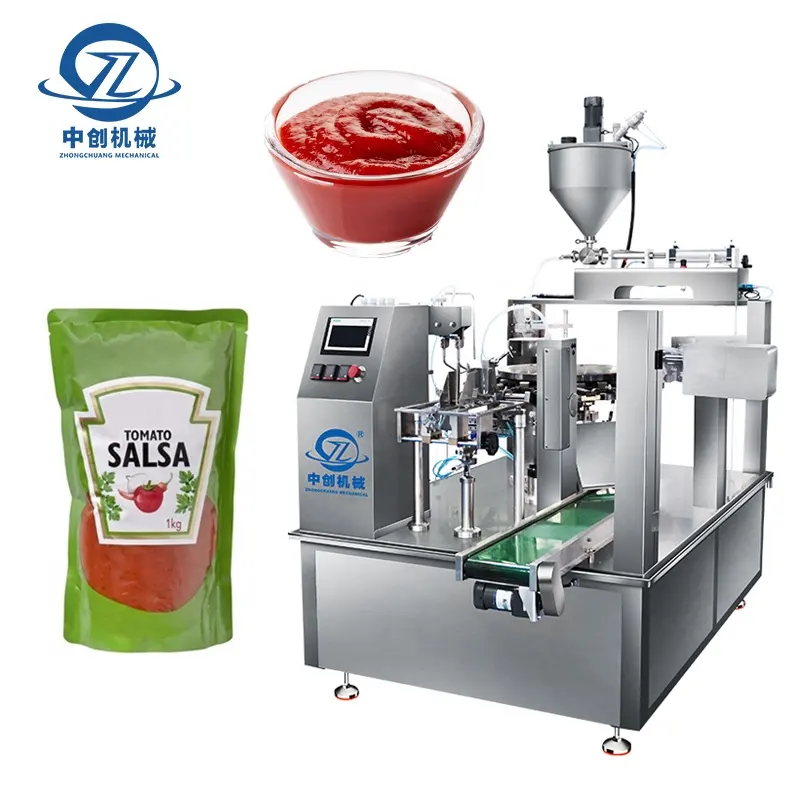 1Kg Tomato Salsa Pouch Fruit Juice Filling Sealing Packaging Machines Liquid Mayonnaise Premade Bag Automatic Packing Machine