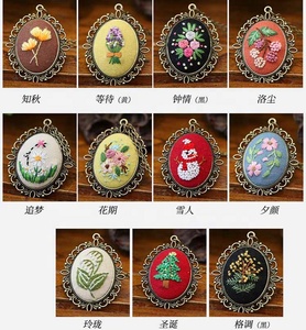 European Retro Needlework Floral <strong>Pattern</strong> Cross Stitch <strong>Kit</strong> with Embroidery Necklace Hoop - Product Image 5