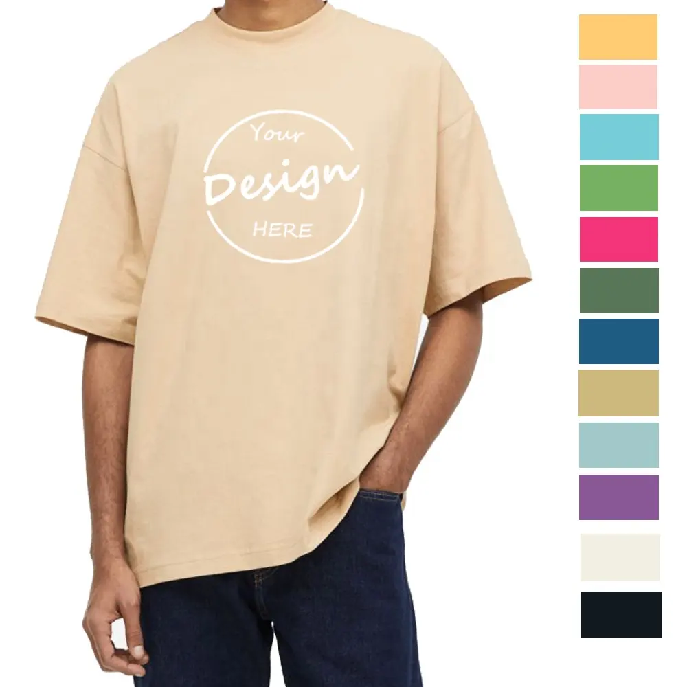 헤비웨이트 남성 티셔츠 두꺼운 면 박시 루즈핏 티 헐렁한 티셔츠 스크린 프린트 남성용 헤비 웨이트 맞춤형 대형 티셔츠