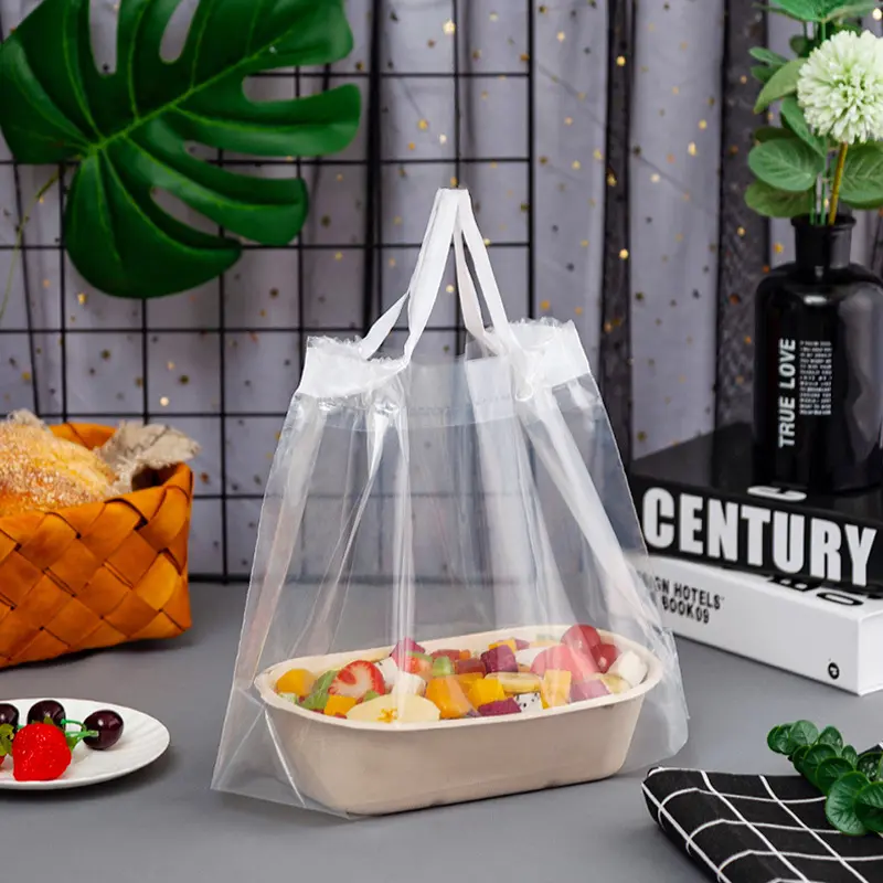 Kantong Plastik Kemasan Makan Siang Salad Makanan untuk Toko Pakaian Belanja Tas Jinjing Tas Plastik
