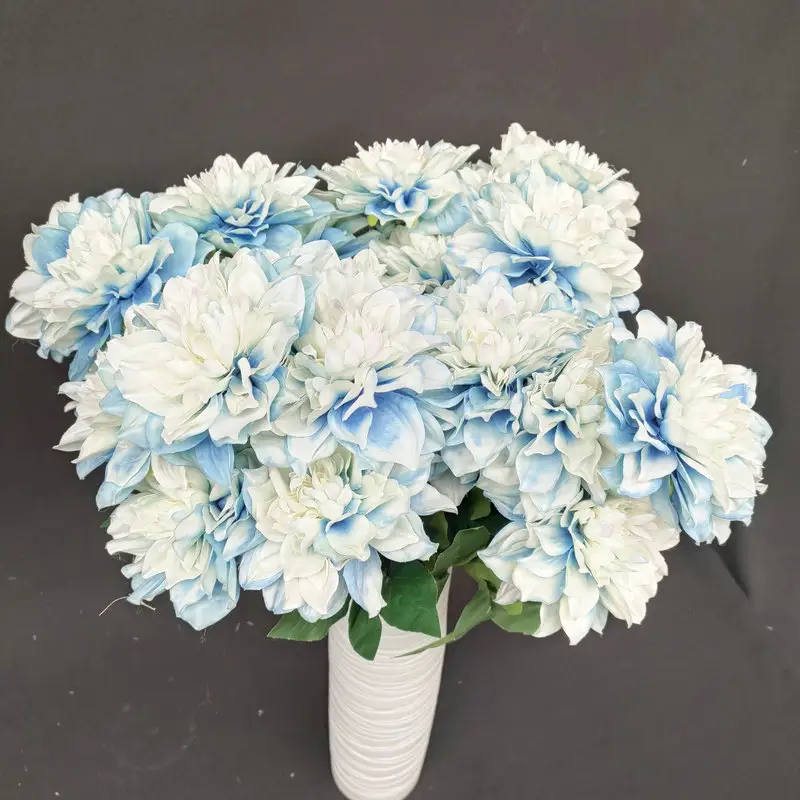 Flores artificiais de dália para casa, arranjo de flores com 7 garfos, floral macio para festas e casamentos, arranjo de flores de estrada e casamento, de alta qualidade