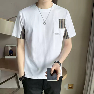 ZZH YF701夏季男士纯色短袖t恤，简单圆领纯棉打底 - Product Image 1