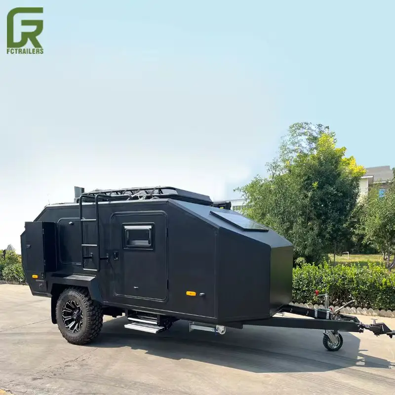 2023 Mini Leve portátil campista reboque off road motorhome com toldo manual e painel solar para o viajante de aventura