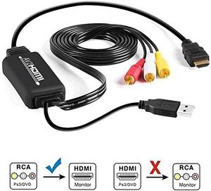Cable compuesto de RCA a HDMI, con Cable de carga USB, Mini AV 3RCA CVBS, Adaptador convertidor a 1080P HDMI