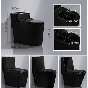 Designer One Piece Male Floor Mounted Gold Piss Wc Black <strong>Toilet</strong> - Product Image 5