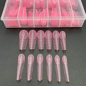 120ชิ้นสีชมพูรัสเซียอัลมอนด์แบบมีรอยบากทำจากพลาสติกฝรั่งเศสแบบคู่ปลายเล็บสำหรับต่อเล็บ - Product Image 4