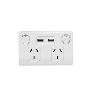 批发SAA认可的AS/NZS双USB 10A 250V卧式双powerpoint插座开关插座