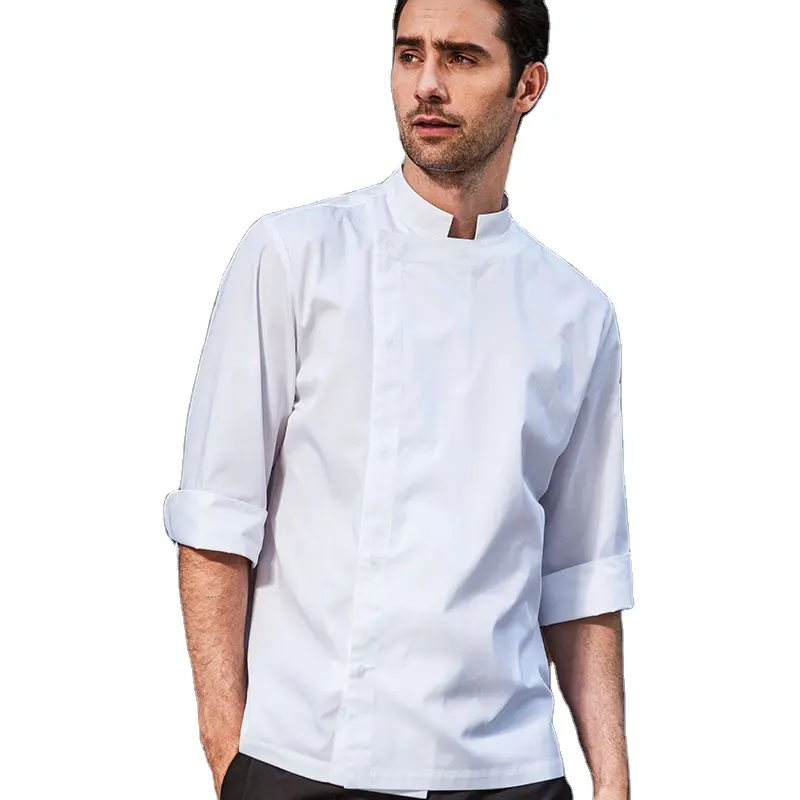 Uniforme de chef con mangas de tres cuartos, chaqueta de chef para hotel y restaurantes