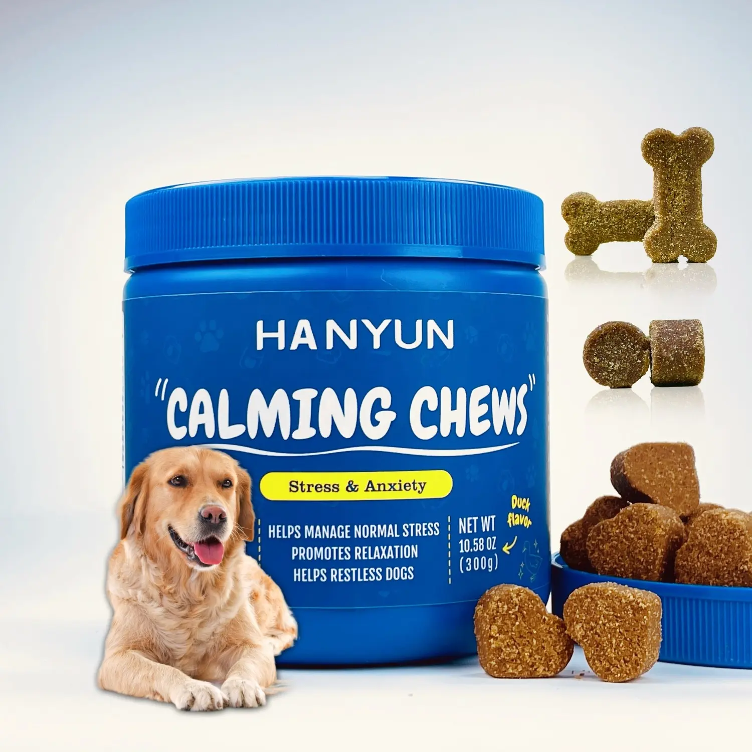 Meilleure vente, marque privée, formulée pour l'anxiété causée par le chien, suppléments calmants, mastication douce, nourriture