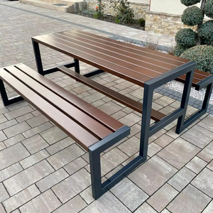 Nhà Máy Bán Buôn Ngoài Trời Dã Ngoại Bảng PS Gỗ Kim Loại Ăn Cho Nhà Hàng Bảng Và Ghế Bên Ngoài Patio Bảng Và Băng Ghế Dự Bị Thiết Lập - Product Image 1