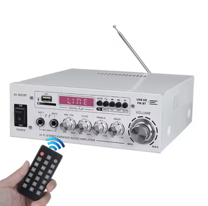 Amplificador de Sonido PARA EL Hogar, Amplificador de Potencia CH 2,1, Compatible con EQ, FM, USB, Tarjeta SD, Entrada de 2 Micrófonos, Sala de Reuniones, Teatro, Coche,