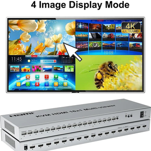 新規到着HD 1080p KVM HDMI 16x1マルチビューアーシームレス16 in 1 OutマルチビューアーボタンとIRコントロール付き