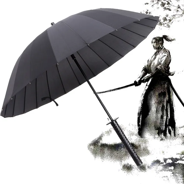 Parapluie japonais OEM Samurai Katana, 23 pouces, épées de samouraï, manche de parapluie, couteau coupe-vent créatif et résistant