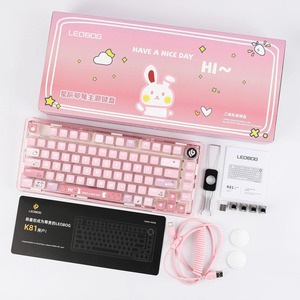 Teclado mecánico LEOBOG K81 75%, carcasa acrílica transparente rosa, tri-modo, teclado inalámbrico RGB Bluetooth intercambiable en caliente - Product Image 6