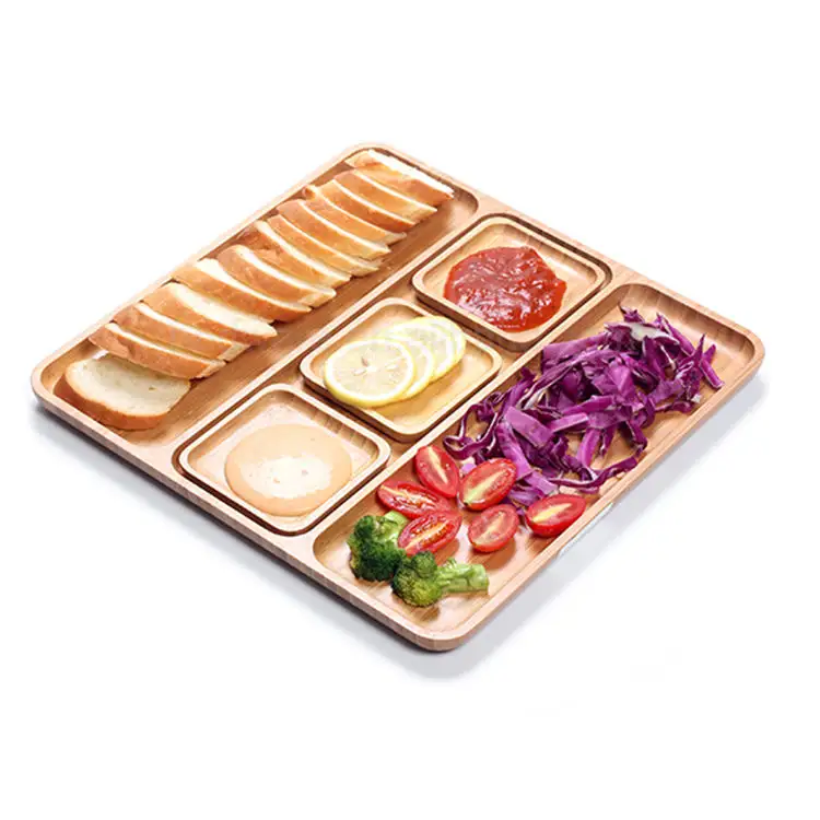 Easy To Use New Design Removable Snack Dish Room Service Plate Bamboo Appetizer Tray