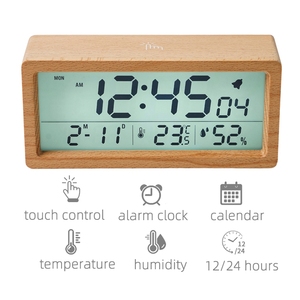 New Arrival Superior Wooden <strong>Led</strong> Digital Clock Applied Snooze Smart Table Clocks Touch Sensing Digital Clock Large Display - Product Image 4