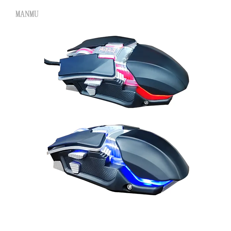 Manmu เมาส์คอมพิวเตอร์แบบมีสายประสิทธิภาพสูง LED 3600 dpi เมาส์เล่นเกม RGB สำหรับแล็ปท็อปพีซี