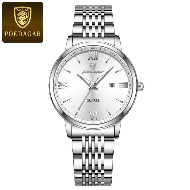 4 white dial silver strap