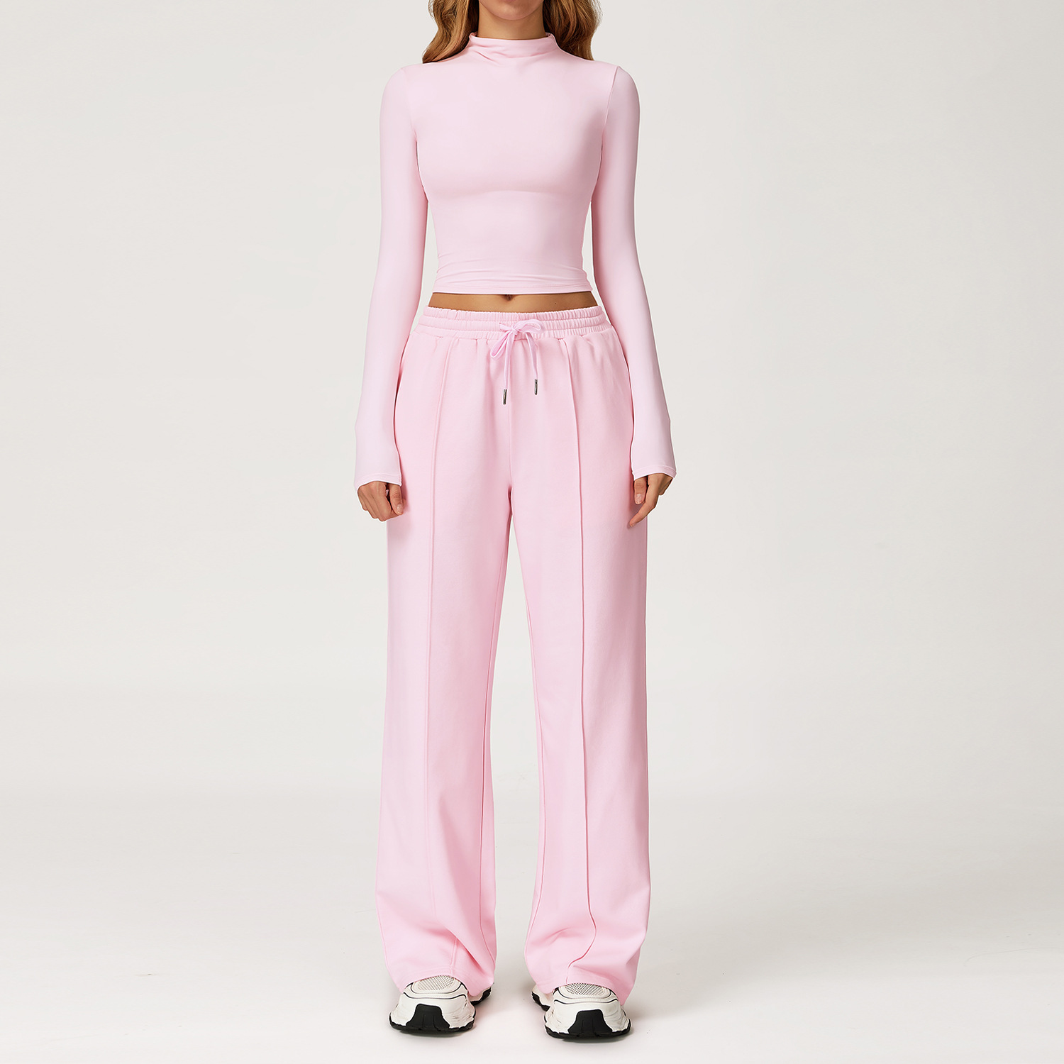 กางเกงวอร์มแขนยาว สีชมพูซากุระ