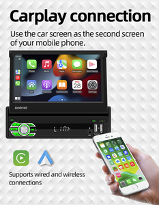 1 Din 7'' <strong>Android</strong> Car Radio Retractable Touch Screen Wireless Carplay GPS Navigation Fm RDS Stereo Auto DVD Player - Product Image 3