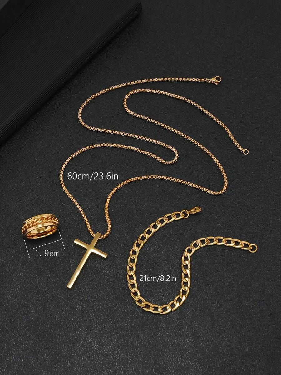 Golden Embossed Chain Ring Set