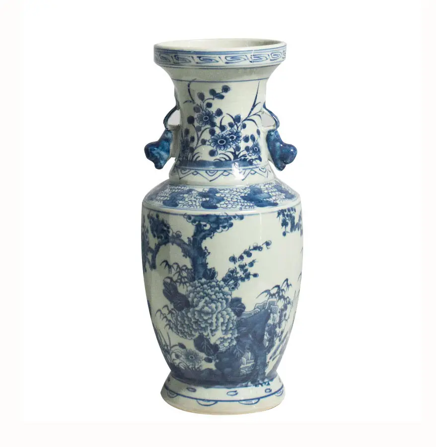 Antik biru dan putih pinus bambu dan Plum Cina reproduksi Amphora vas jingdezhen dekorasi rumah keramik disesuaikan