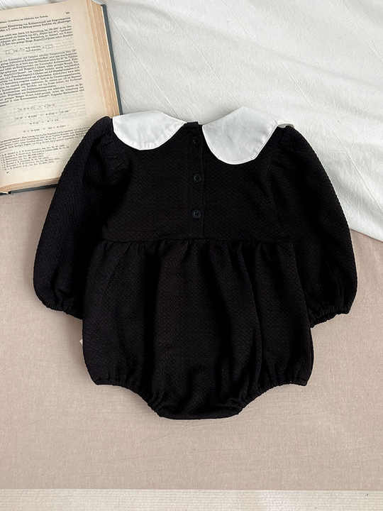 Pakaian bayi perempuan lucu, Romper Segitiga putri kerah boneka pakaian bayi perempuan kontras warna 2024