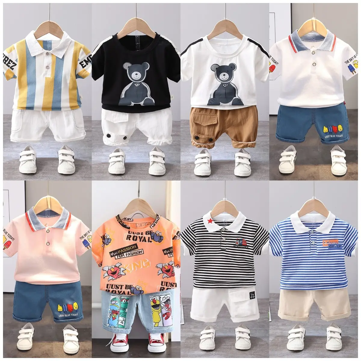 Vente chaude Marque Enfants Vêtements D'été Ensemble Dessin Animé T-Shirt + Shorts Boutique Enfants 2 Pièces Ensemble Garçons Vêtements Ensembles