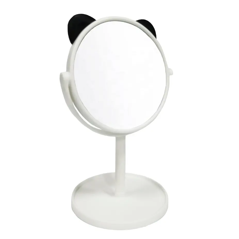 Складное двухстороннее косметическое зеркало для макияжа с ушками панды, пластиковое настенное зеркало для туалетной косметики