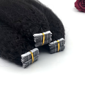 ヘアエクステンションの直接天然黒本物の人間の二重描画キンキーストレートレミー女性テープ工場卸売