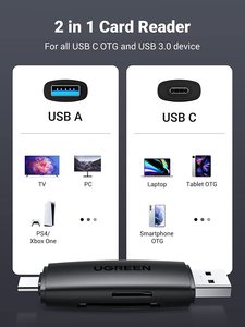 用于SD微型SDHC SDHC SDXC MMC的UGREEN sd卡读卡器USB 3.0 USB C存储卡读卡器OTG卡适配器 - Product Image 2