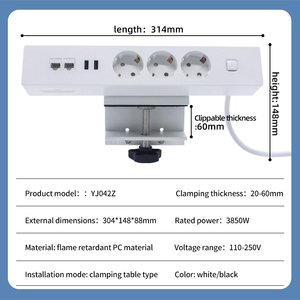 Office Desktop Multi EU-Steckdosen Power Konferenz tisch Schreibtisch Tisch klemme Tischplatte Steckdose Innovative Steckdosen mit USB - Product Image 4