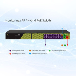 Monitor CCTV Sistema DE SEGURIDAD 15 100Mbps 1 GE PoE 2 GE Uplink 1 SFP 300W Conmutador PoE para red interior - Product Image 2