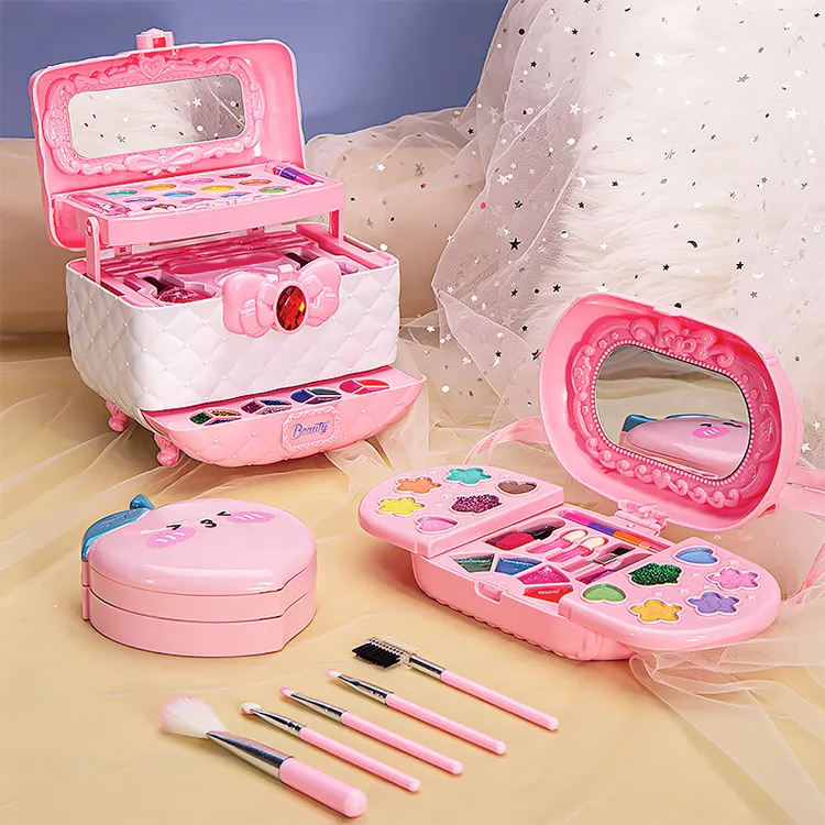 2024 regalo lavabile ombretti rossetto liquido fondotinta per unghie Kit trucco per bambini Set di bellezza giocattoli per ragazze