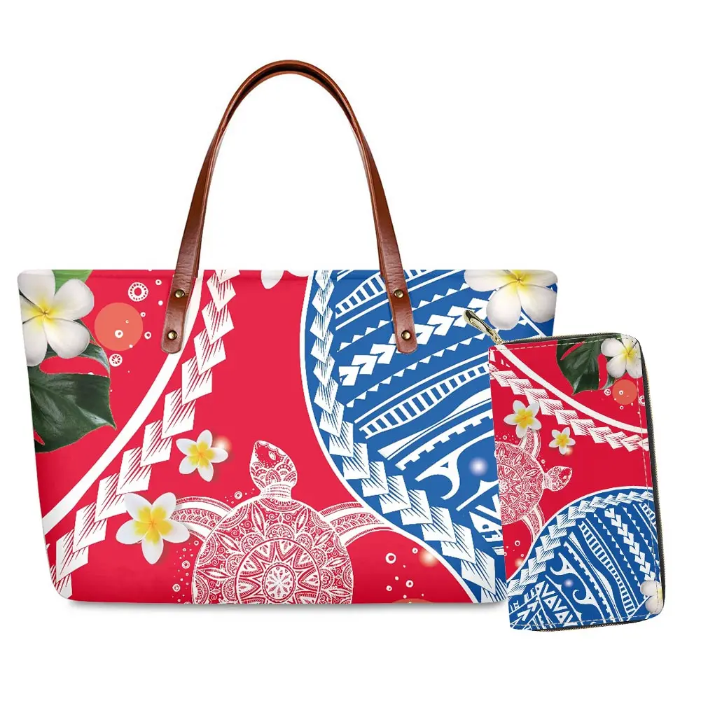 Tùy Chỉnh Túi Xách Tay Nhà Cung Cấp Polynesia Tribal Hawaii Floral Print Túi Xách Ladies Đặt Túi Phụ Nữ Túi Xách Tay Sang Trọng Ladies 2021