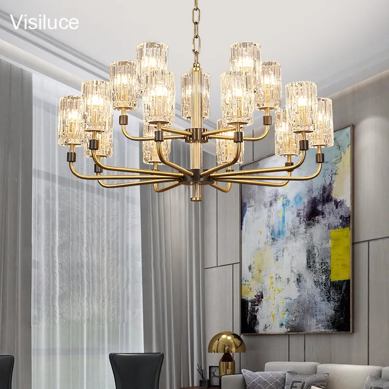 Lámpara de suspensión moderna y grande para decoración de villa, candelabros modernos de nuevo diseño, venta al por mayor