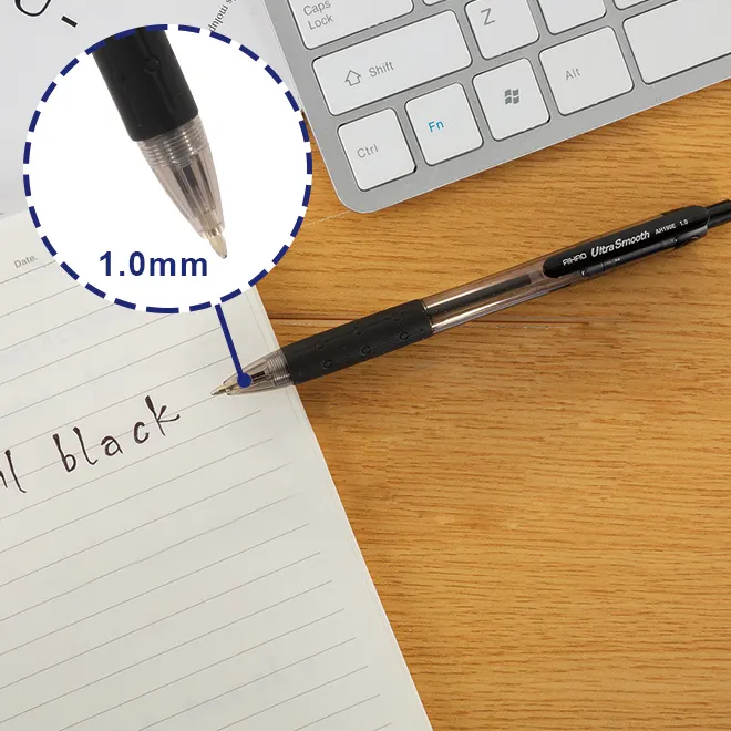 Yüksek kaliteli kalem üreticisi promosyon geri çekilebilir plastik ucuz top kalem 1.0mm özel siyah tükenmez kalemler Logo baskılı