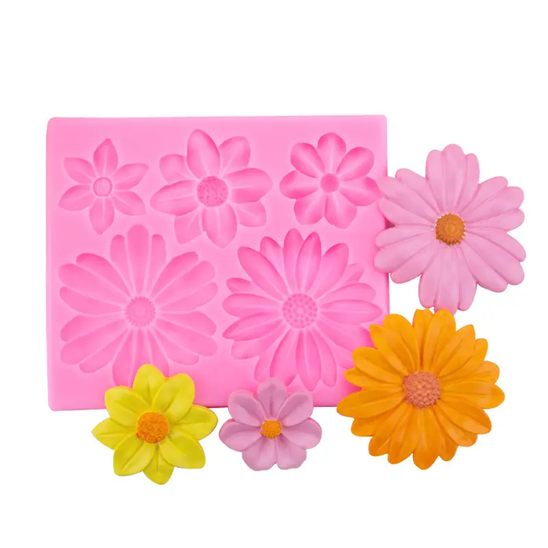 Large Daisy Flower Silicone Molds Small Flower Shapes Fondant Cake Chocolate Molds Polymer Clay Resin Mold for Cake Decoration