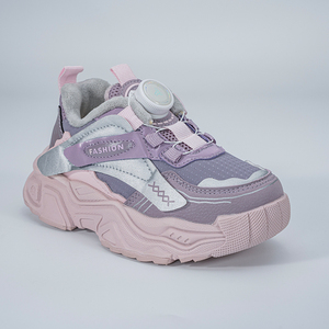 कोई टाई स्नीकर लड़कियों के आकस्मिक खेल जूते नए प्लश एकमात्र स्लिप-ऑन जाल कपड़े पहने हुए जूते बैंगनी गुलाबी राजकुमारी जूते - Product Image 5