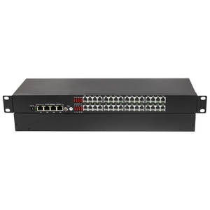 Convertitore telefonico in fibra ottica a 32 canali 4 porte Gigabit isolato Ethernet IP trasmettitore telefonico PCM Multiplexer - Product Image 1
