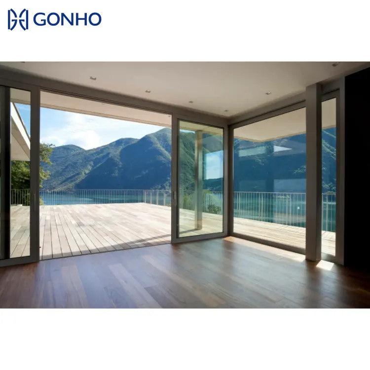 GONHO New Products Cheap Price Windproof Trifling Entrance Silent Pulleys Rollers Aluminum Sliding Doors