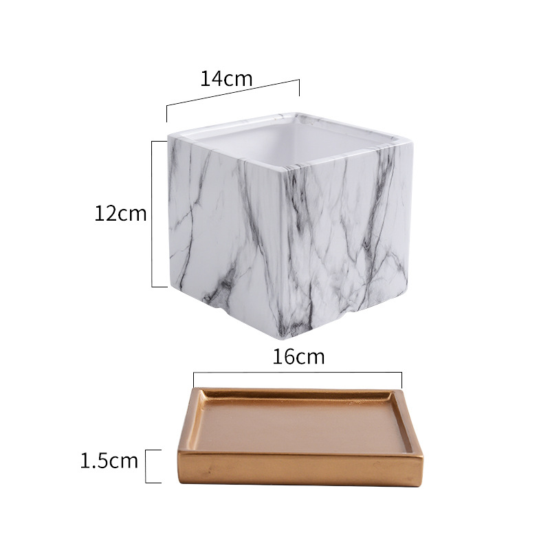 Square Black and White Pattern Medium Size 14cm (with Tray)