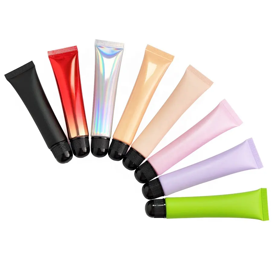 Grosir lipstik kosmetik kualitas tinggi 10ML 15ML 20ML Remas plastik Lip gloss tabung aluminium pelembap bibir tabung remas